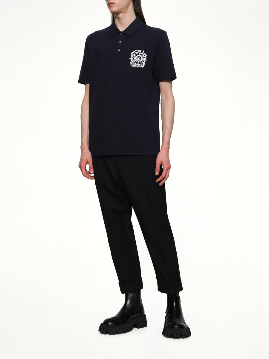 Balmain Emblem Polo in Navy/White