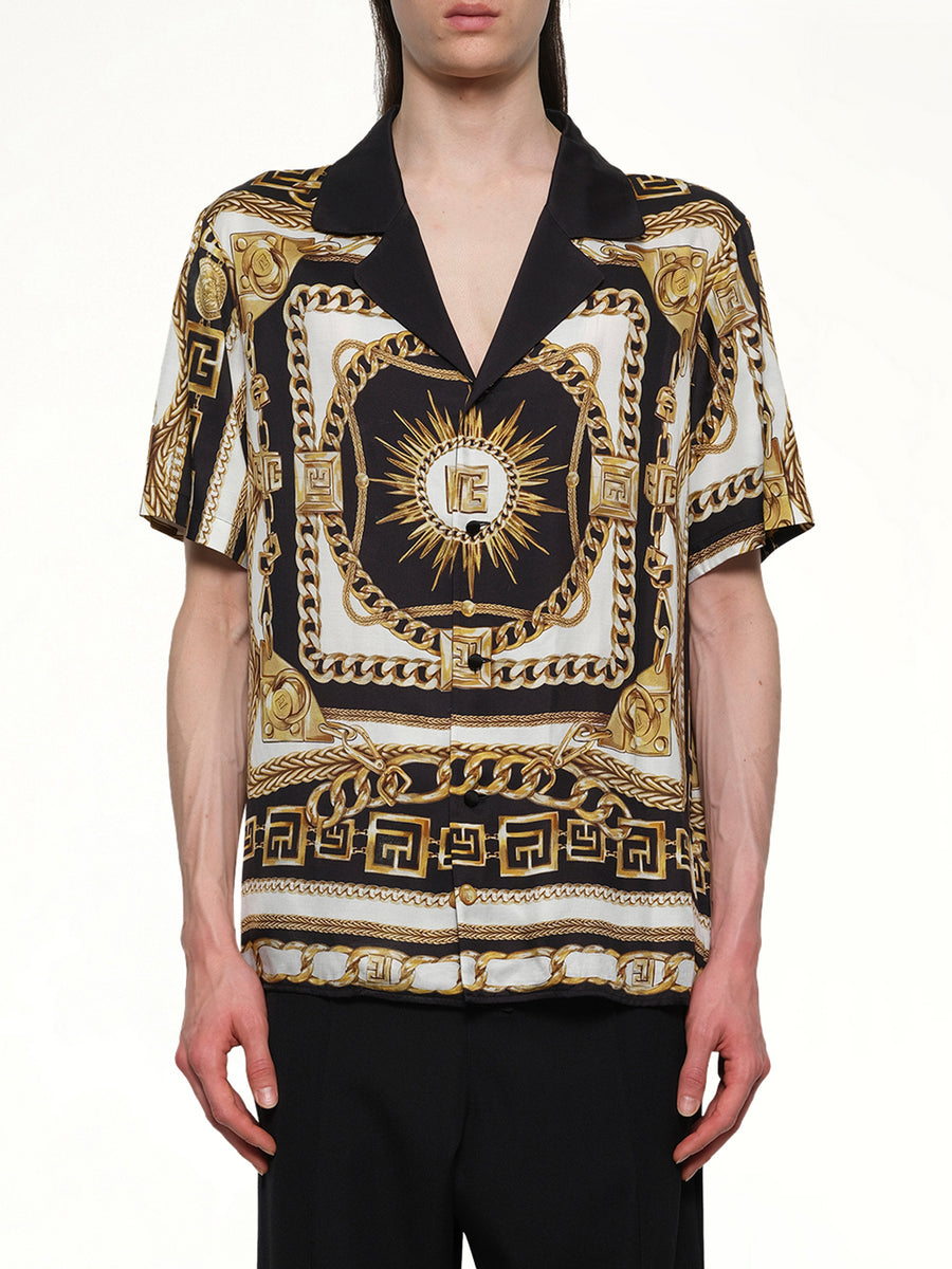 Foulard Print Shirt in Black/White/Gold