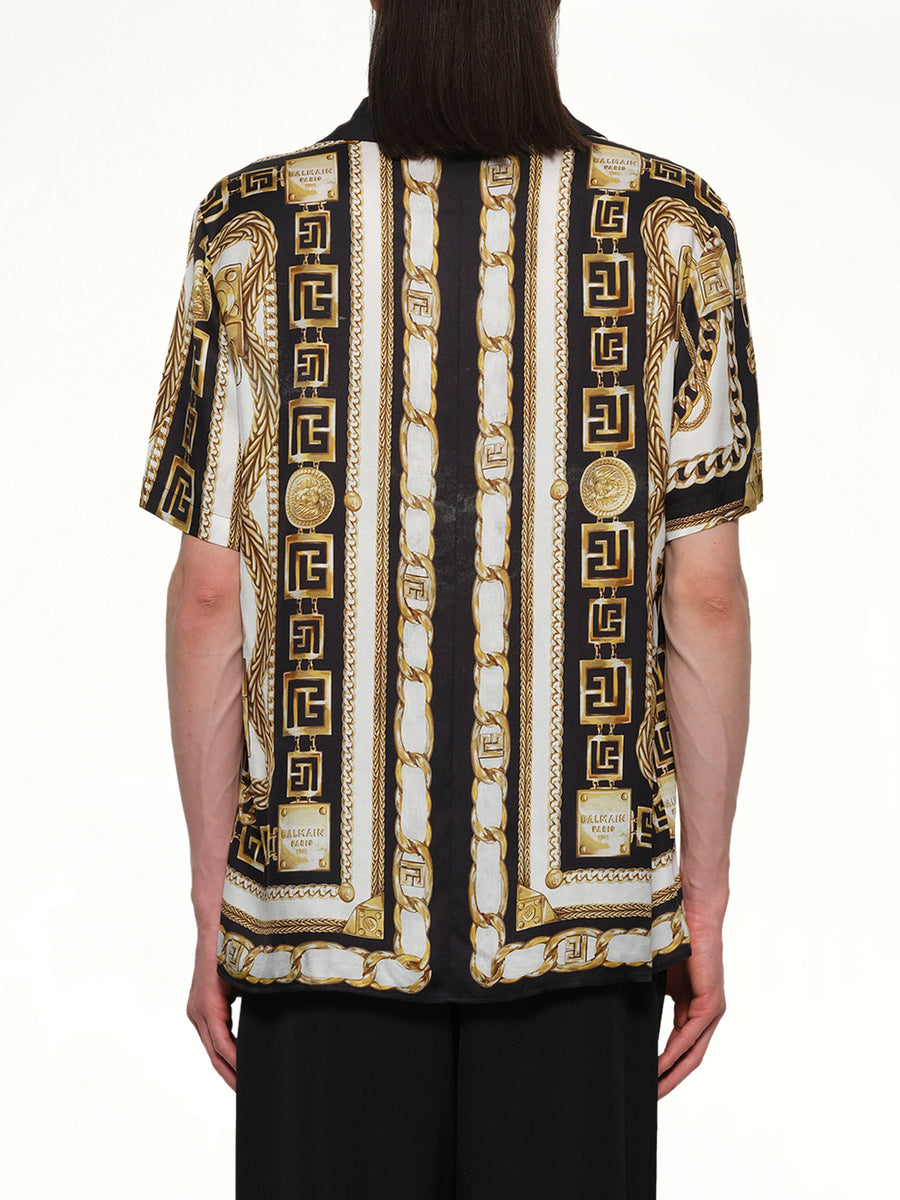 Foulard Print Shirt in Black/White/Gold