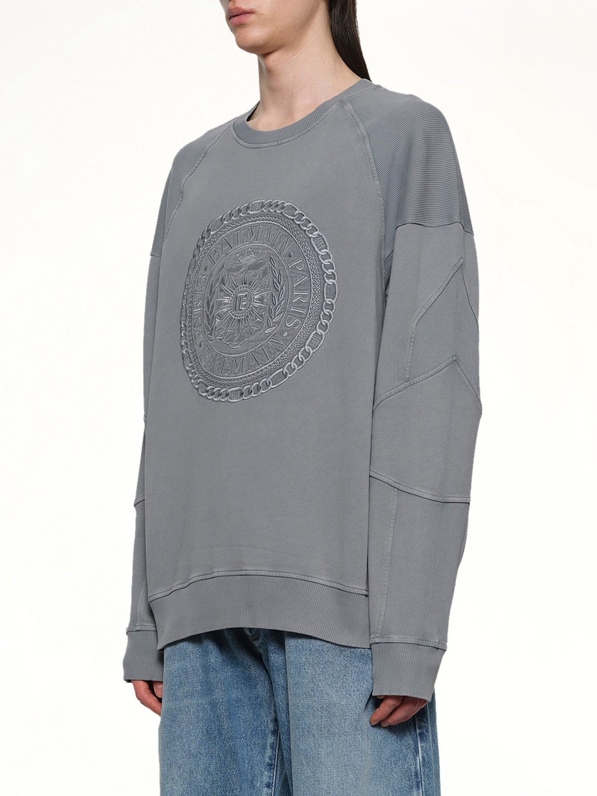 Balmain Medal Sweatshirt in Grey
