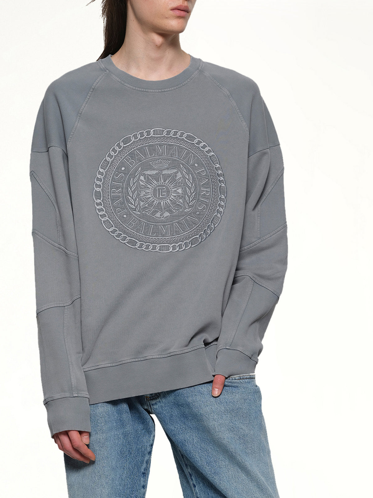 Balmain Medal Sweatshirt in Grey