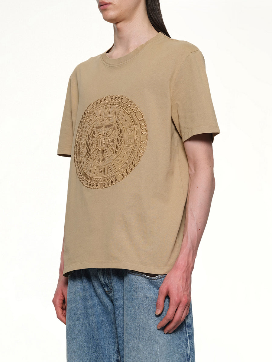 Balmain Medal T-Shirt in Camel