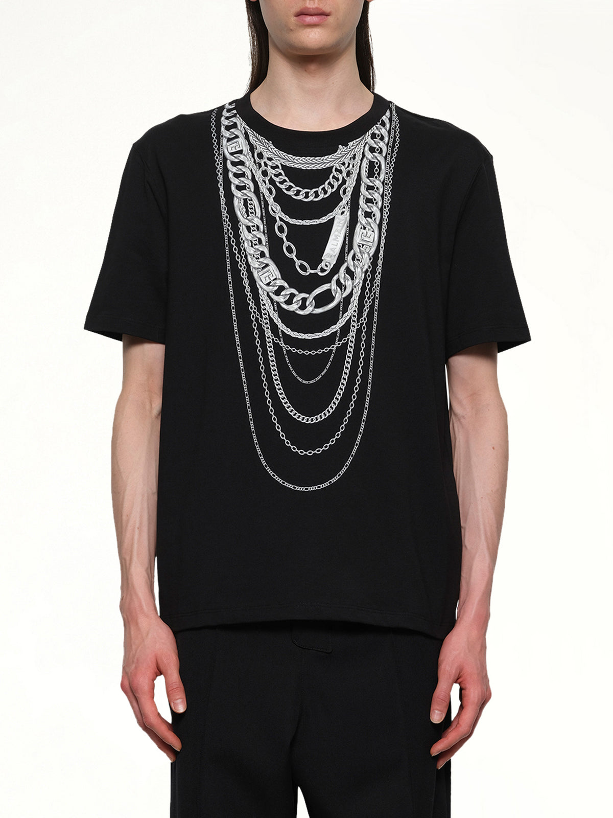 Chain Trompe L'Oeil T-Shirt in Black/White