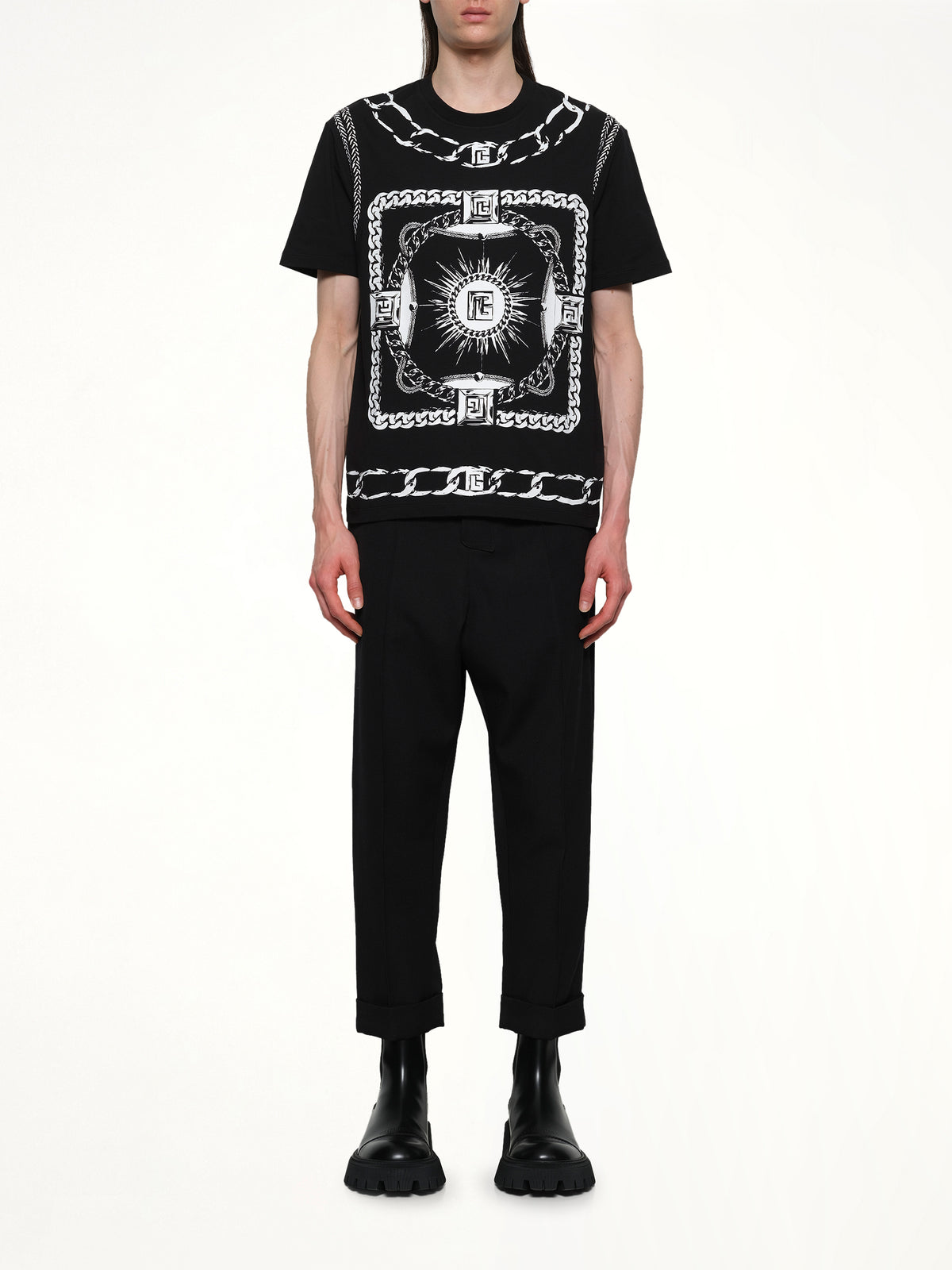 Foulard Print T-Shirt in Black/White