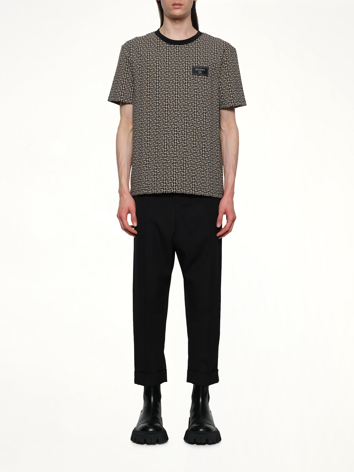 Monogram Couture Label Regular T-Shirt in Ivory/Black