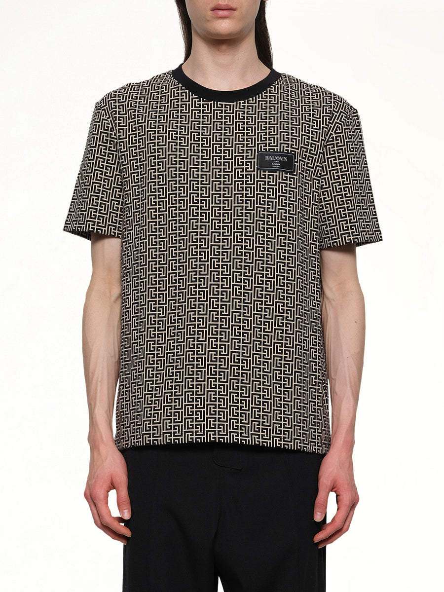 Monogram Couture Label Regular T-Shirt in Ivory/Black