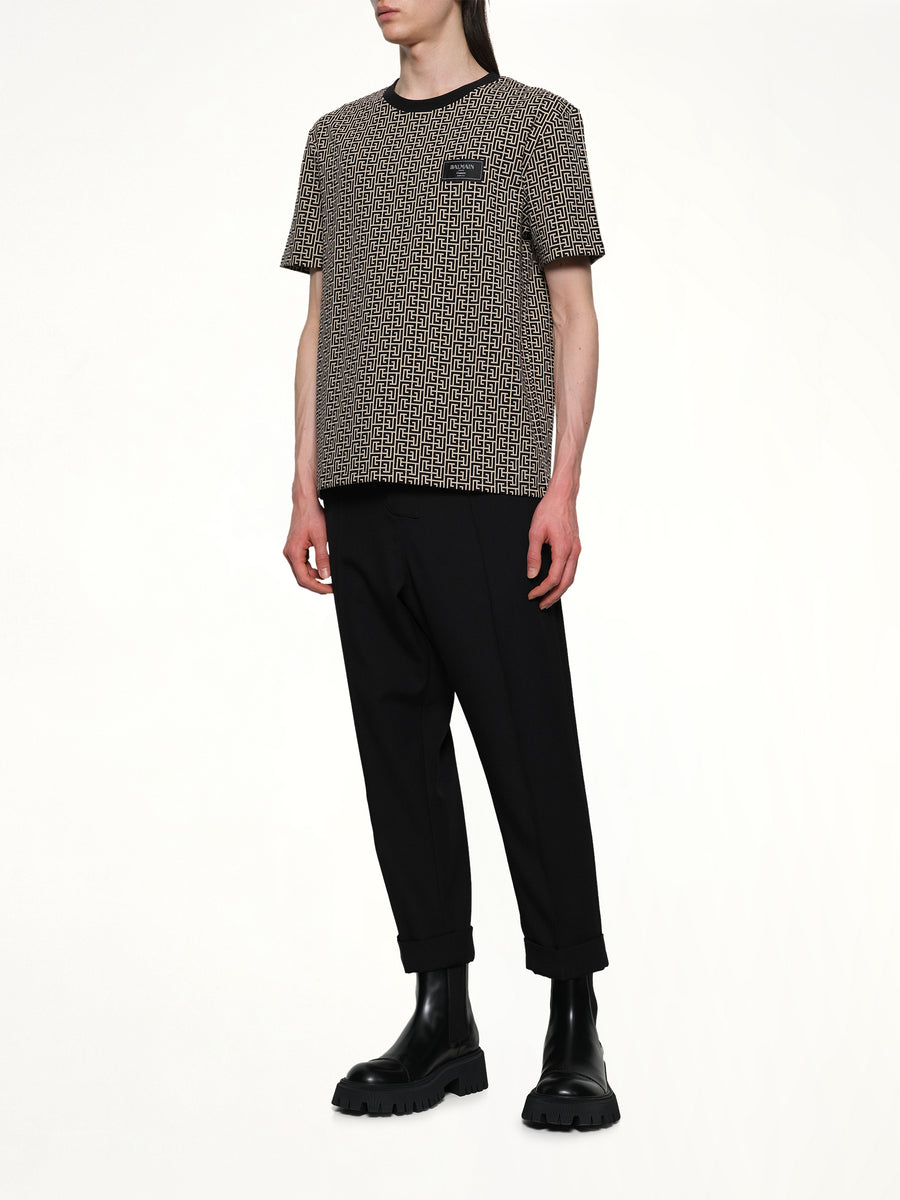 Monogram Couture Label Regular T-Shirt in Ivory/Black
