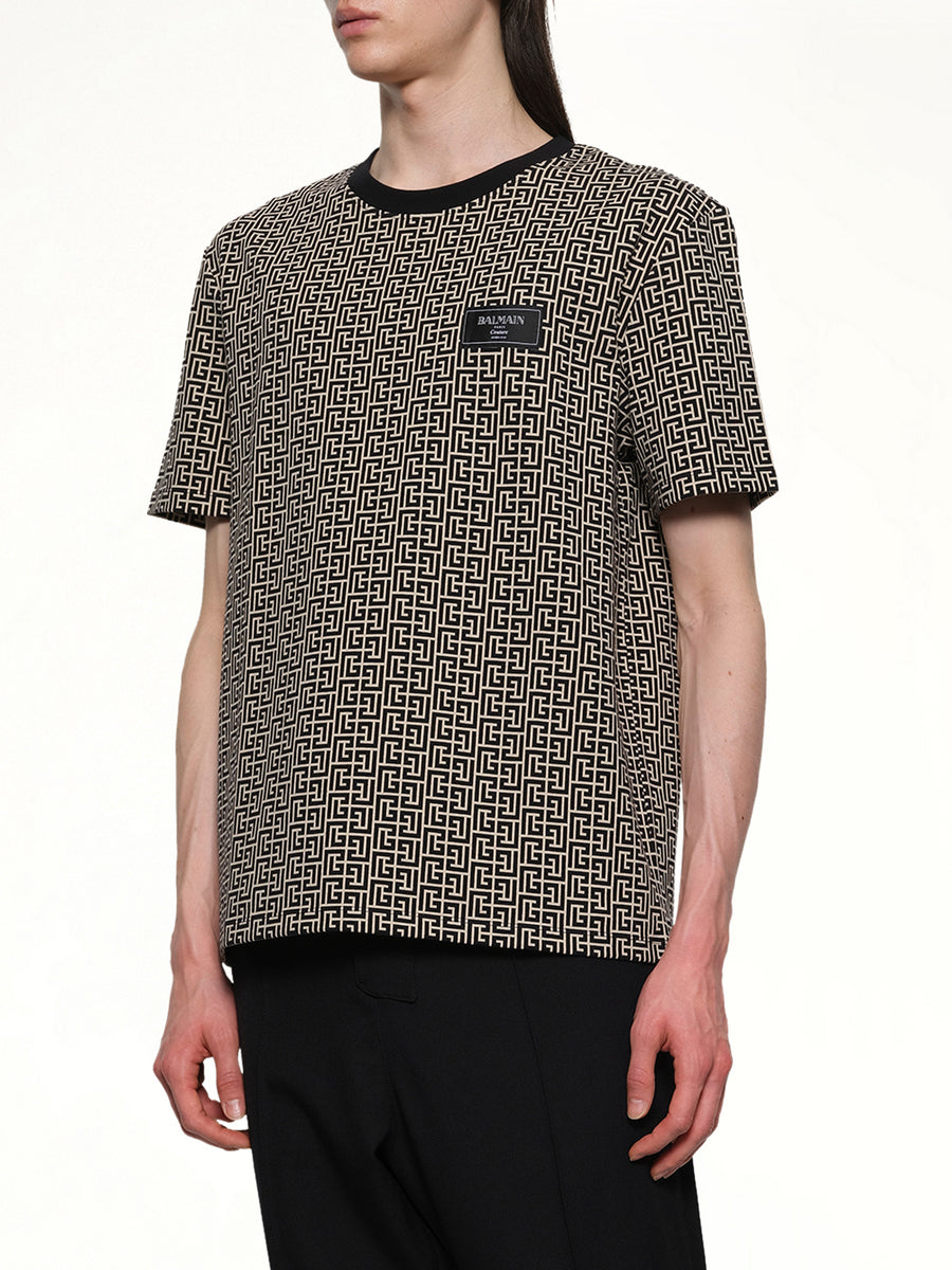 Monogram Couture Label Regular T-Shirt in Ivory/Black