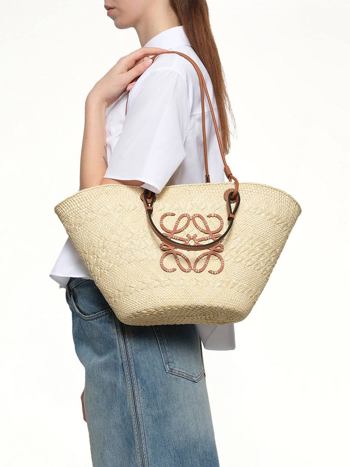 Anagram Basket Medium Bag in Natural/Tan