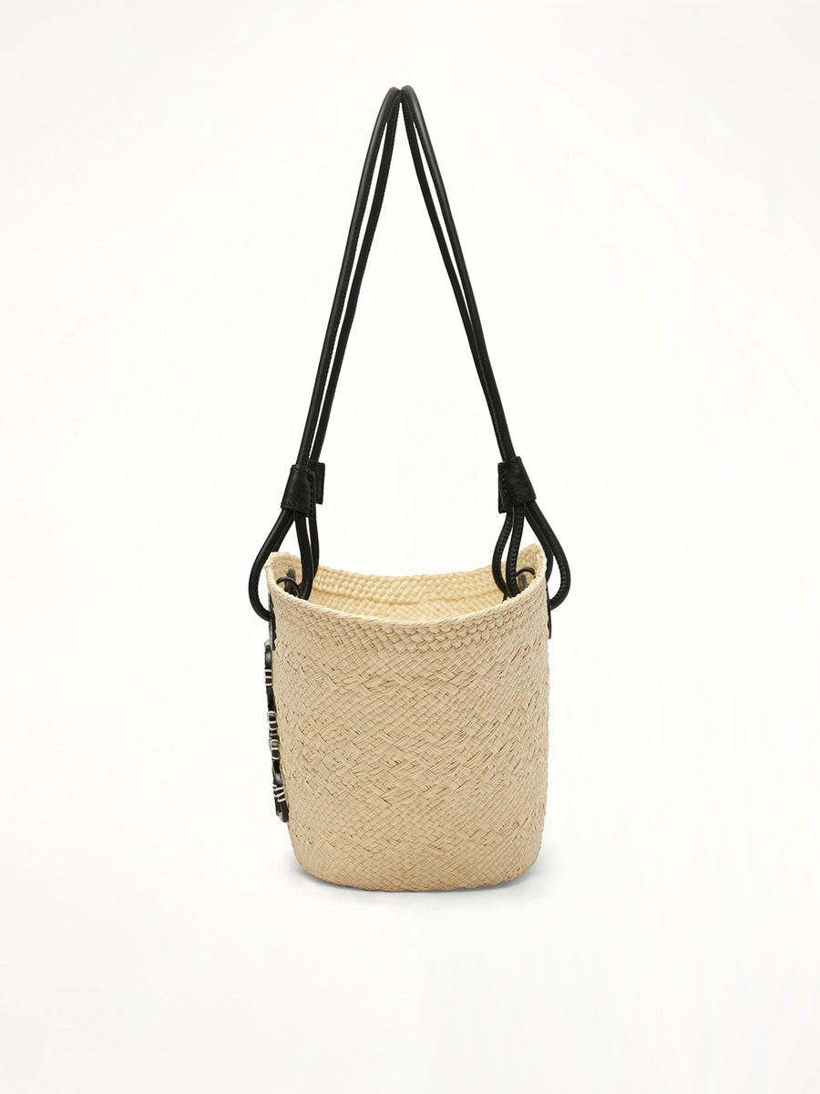 Anagram Basket Small Bag in Natural/Black