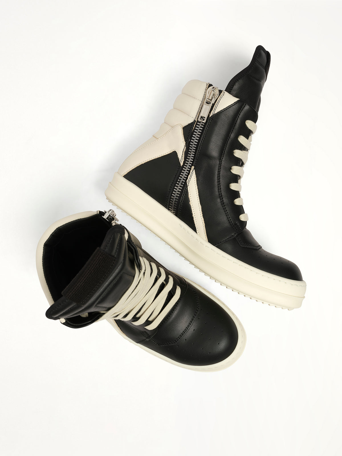 Geobasket in Black/Milk/Milk Top View | RICK OWENS