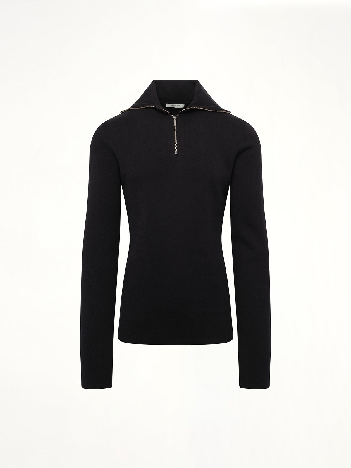 Zip Up Turtle Neck in Black