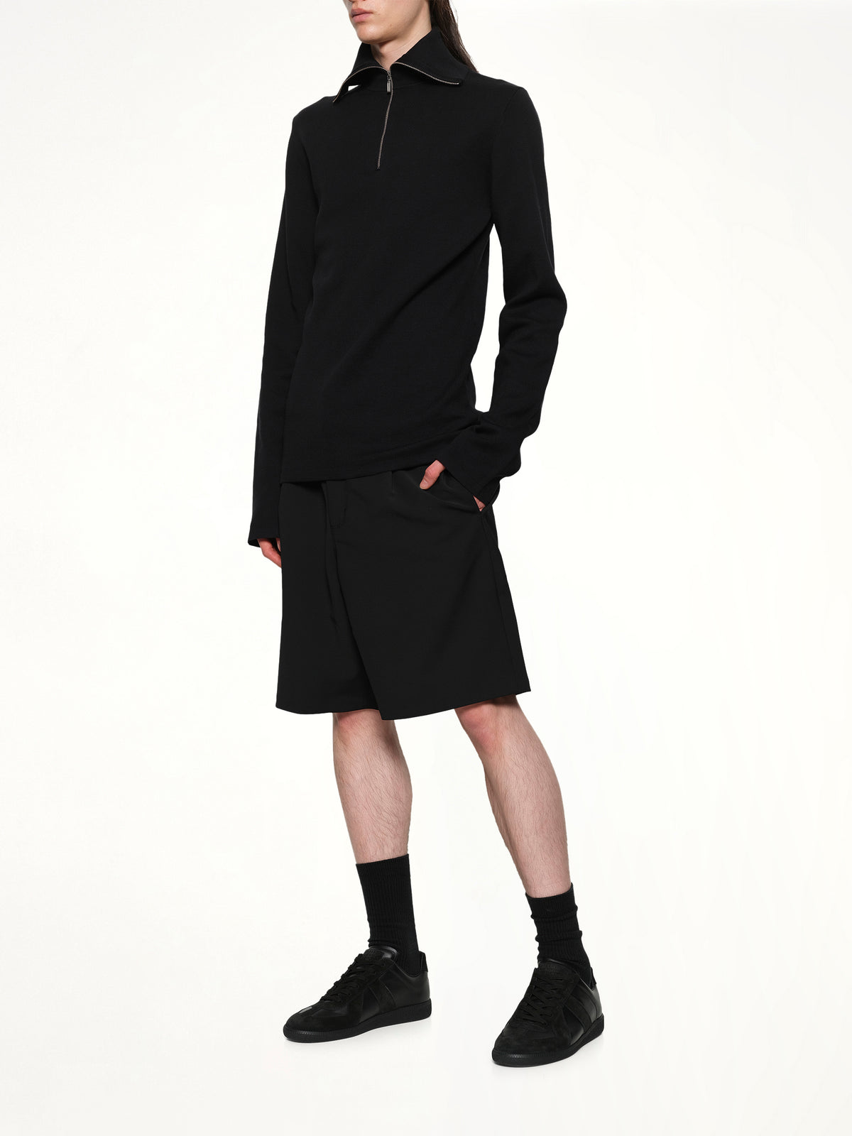 Zip Up Turtle Neck in Black