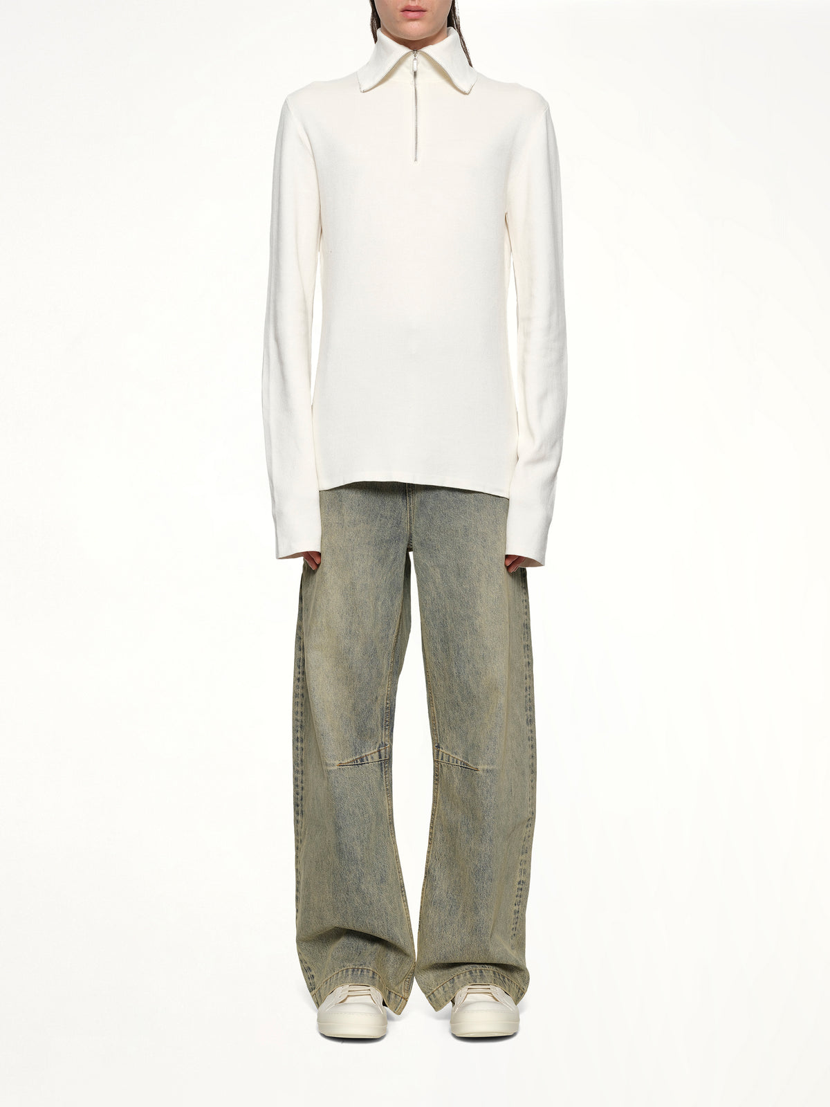 Zip Up Turtle Neck in Ivory