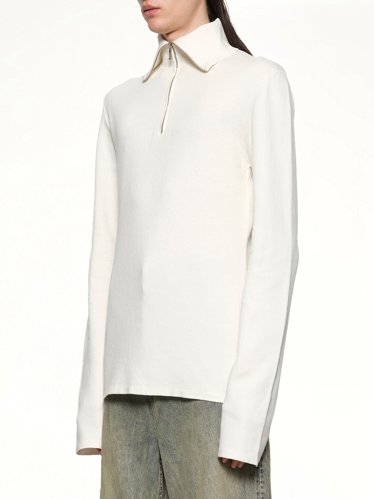 Zip Up Turtle Neck in Ivory