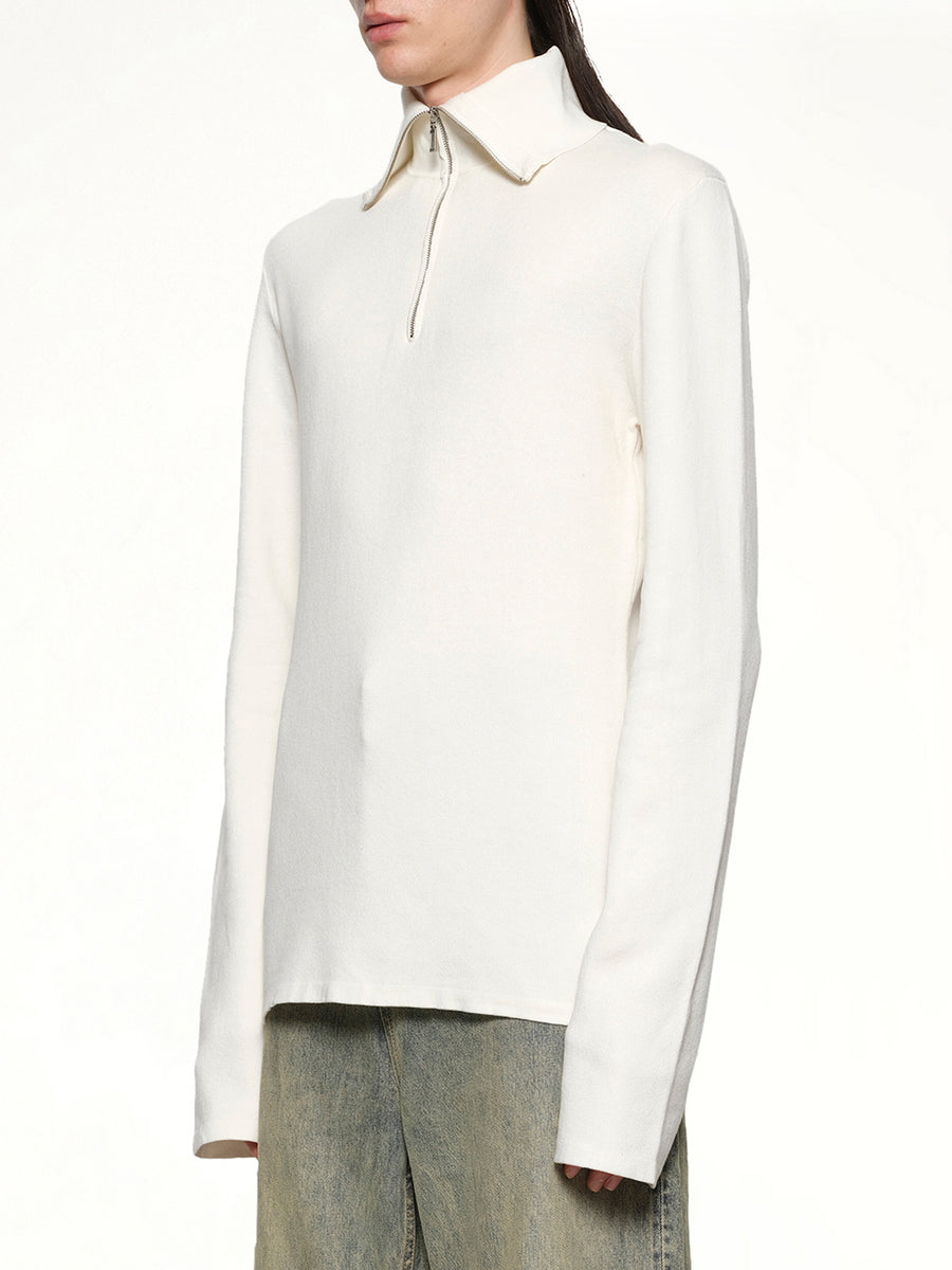 Zip Up Turtle Neck in Ivory