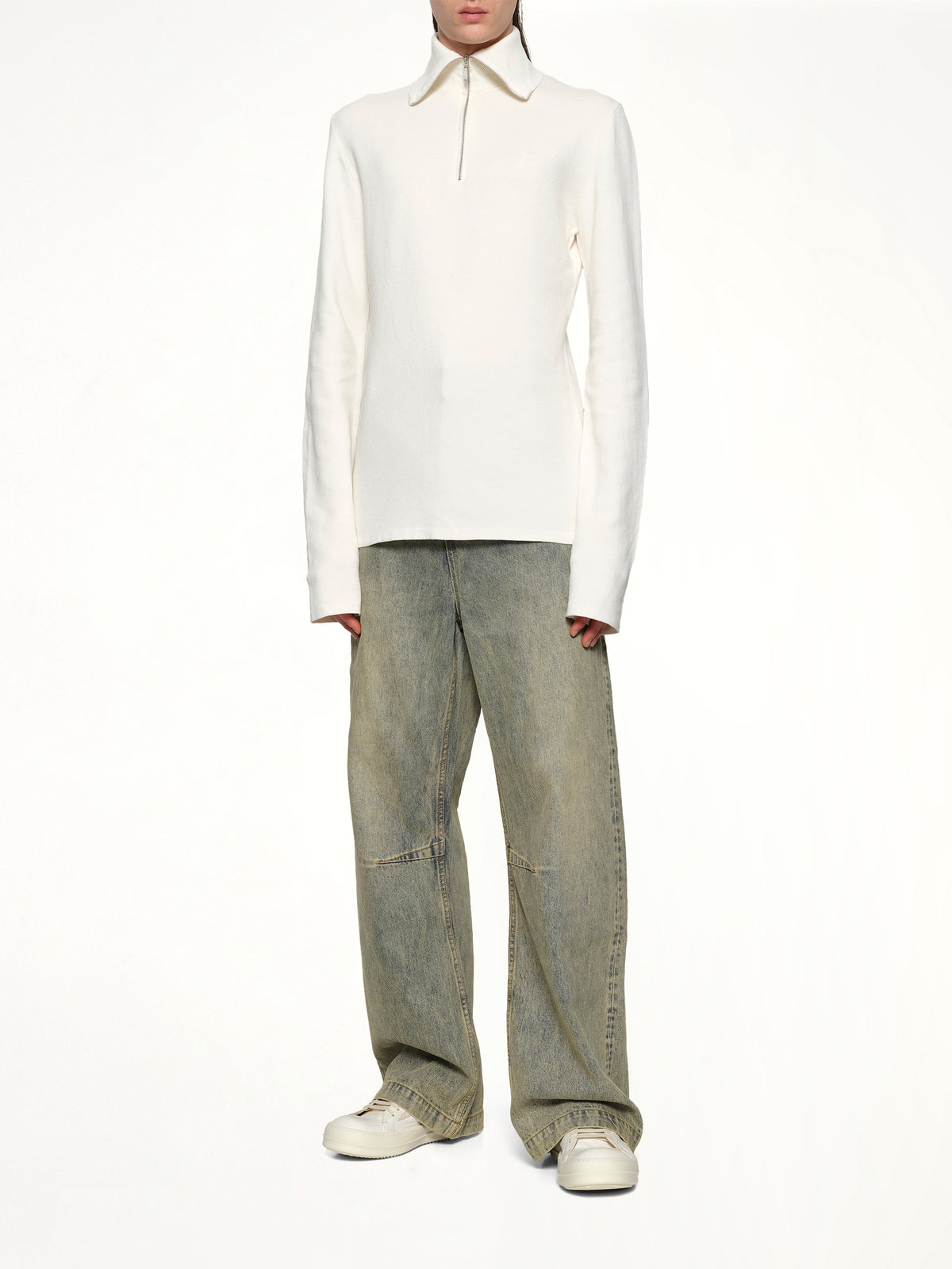 Zip Up Turtle Neck in Ivory
