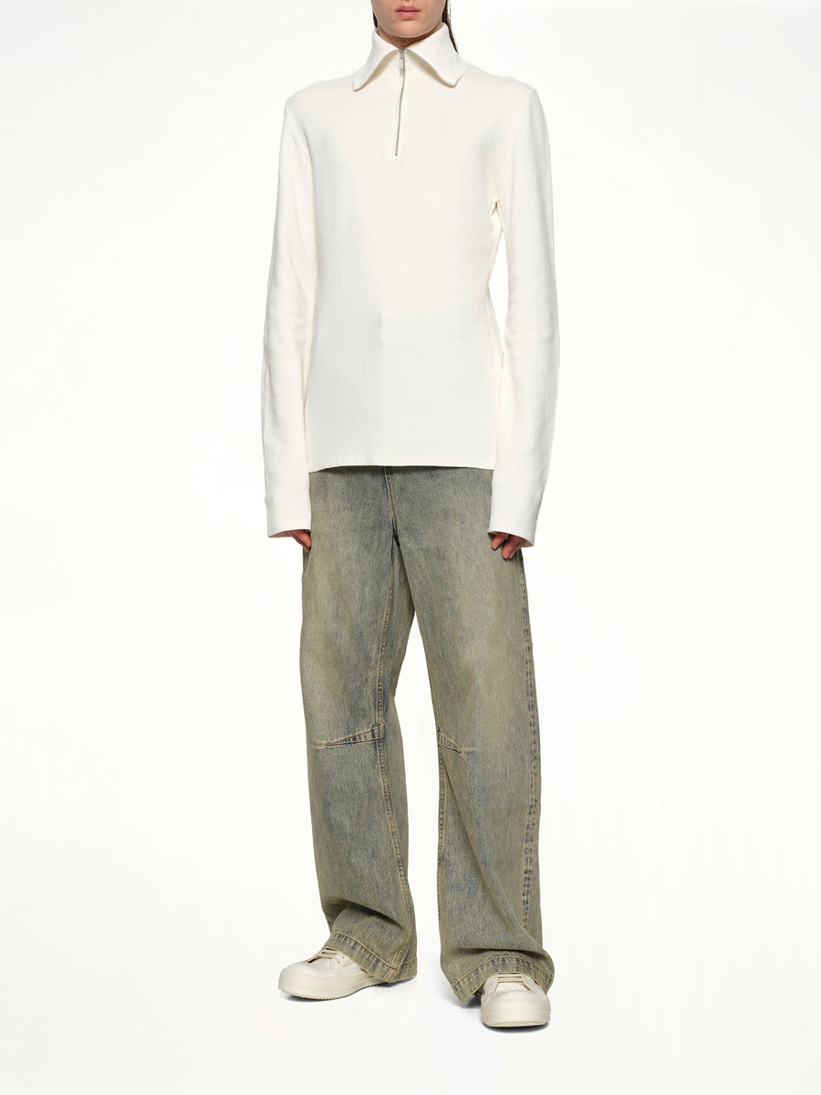 Zip Up Turtle Neck in Ivory