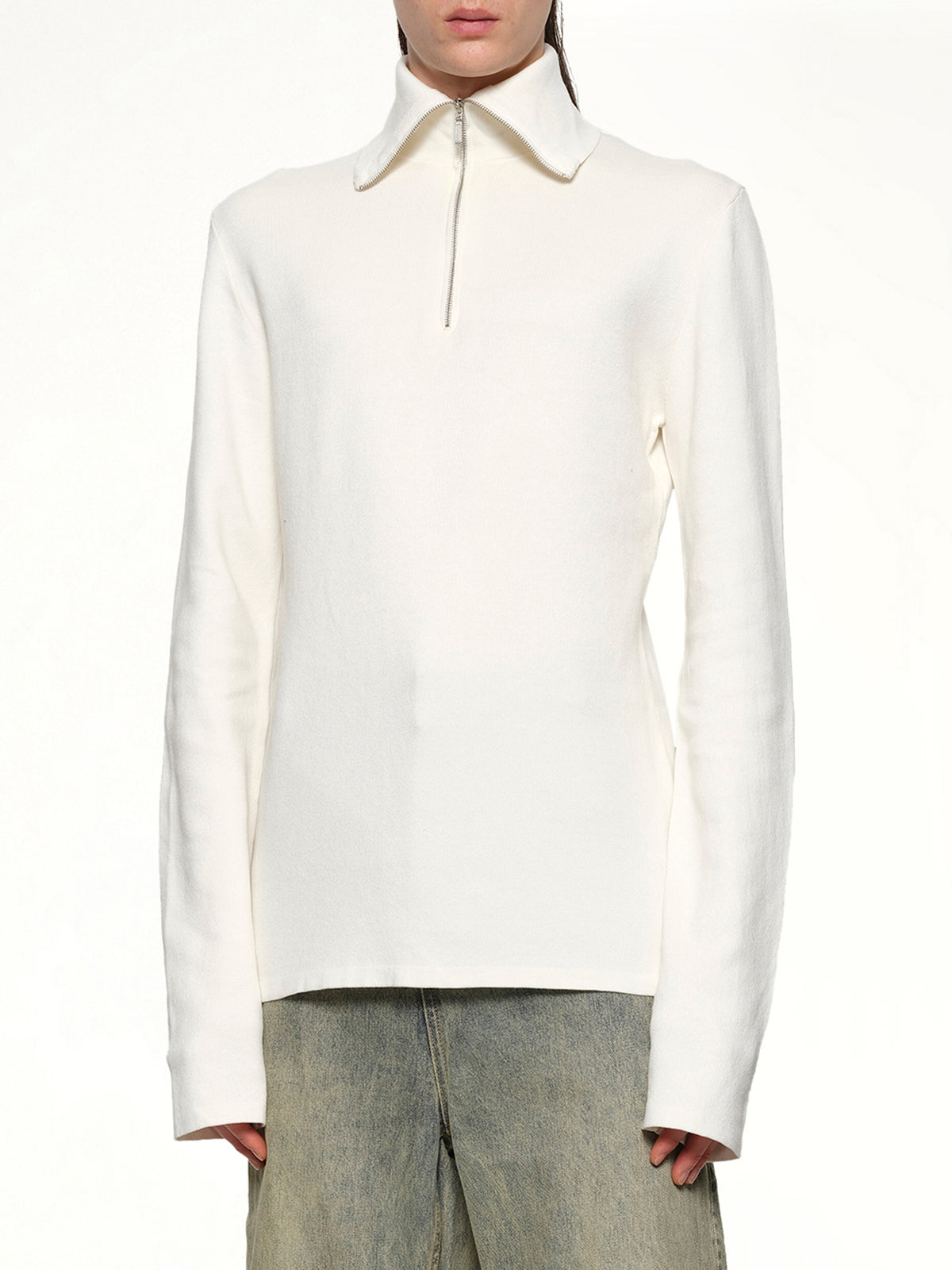 Zip Up Turtle Neck in Ivory