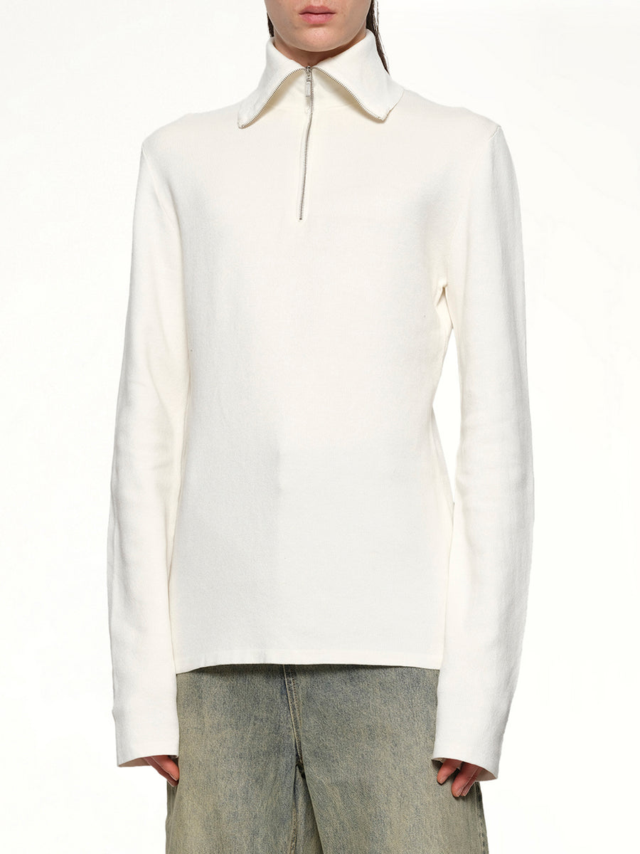 Zip Up Turtle Neck in Ivory