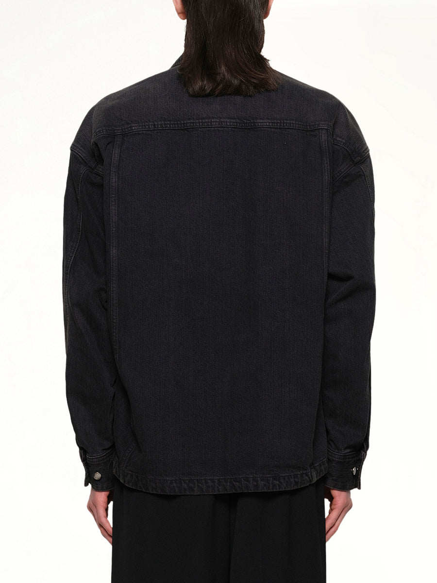 Double Pocket Denim Shirt in Black