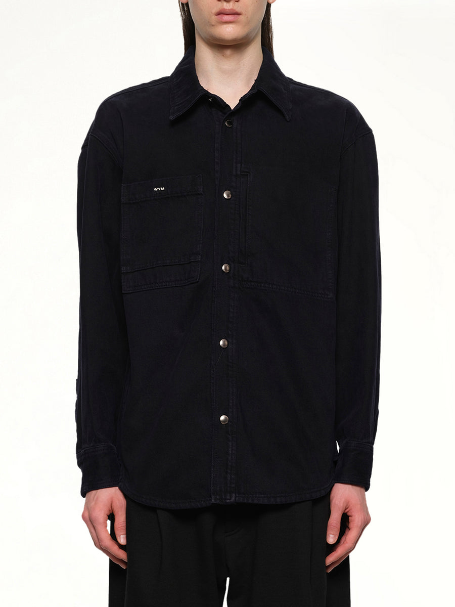 Logo Denim Shirt in Navy