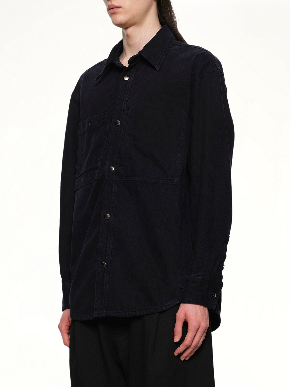 Logo Denim Shirt in Navy