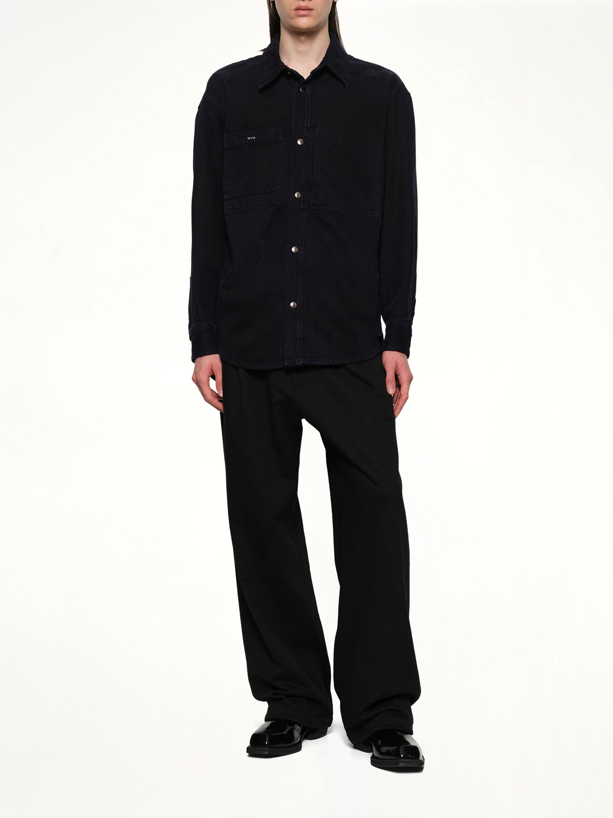 Logo Denim Shirt in Navy