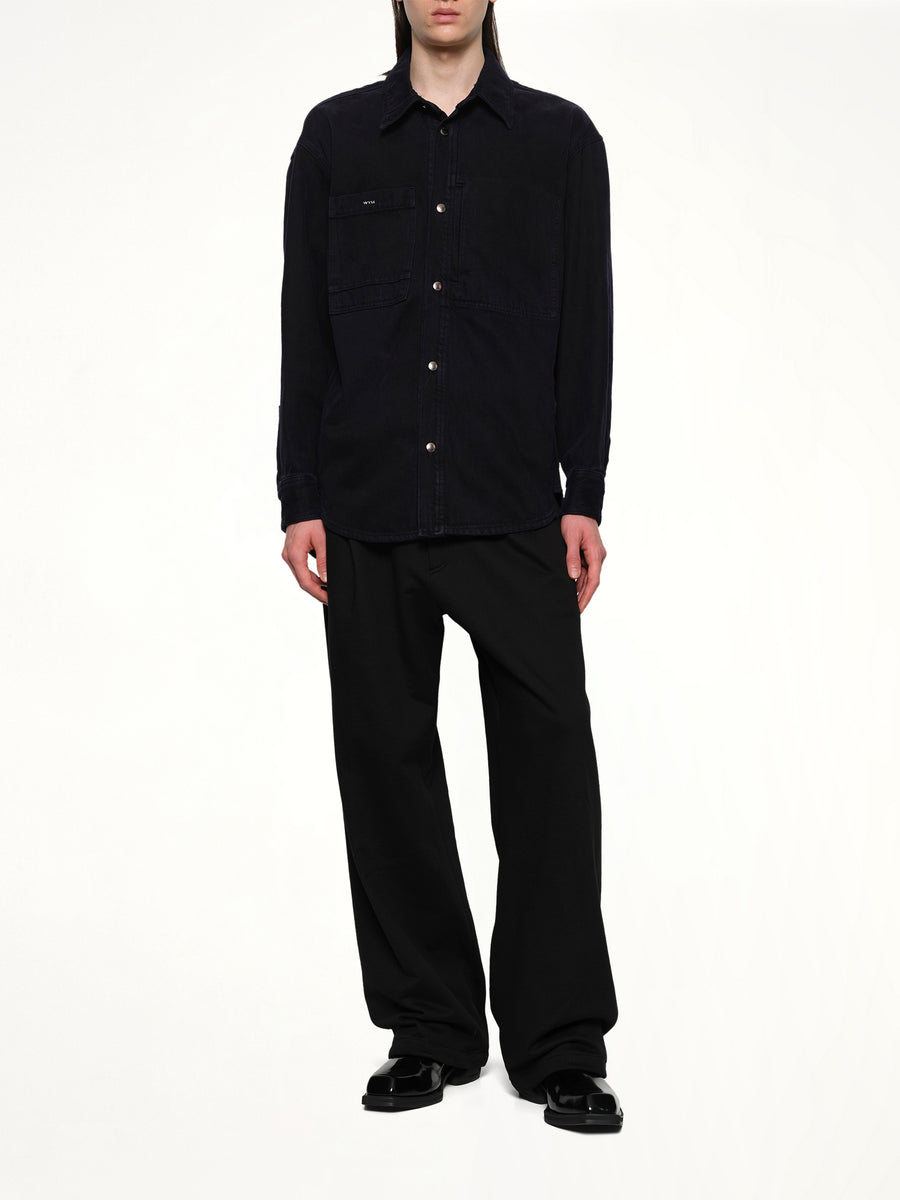 Logo Denim Shirt in Navy