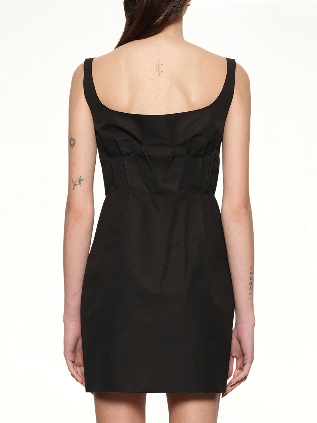 Bonded Cotton Poplin Dress in Black