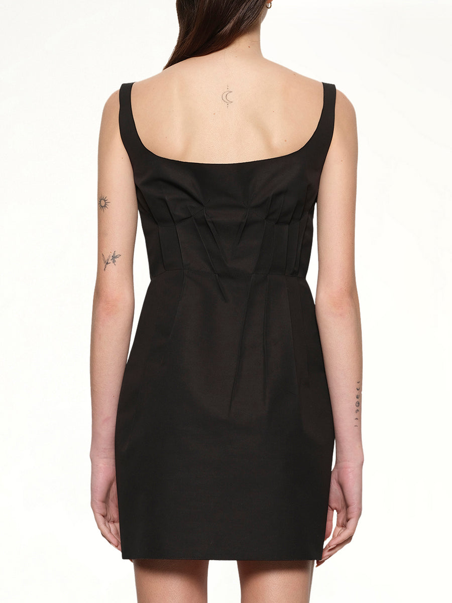 Bonded Cotton Poplin Dress in Black