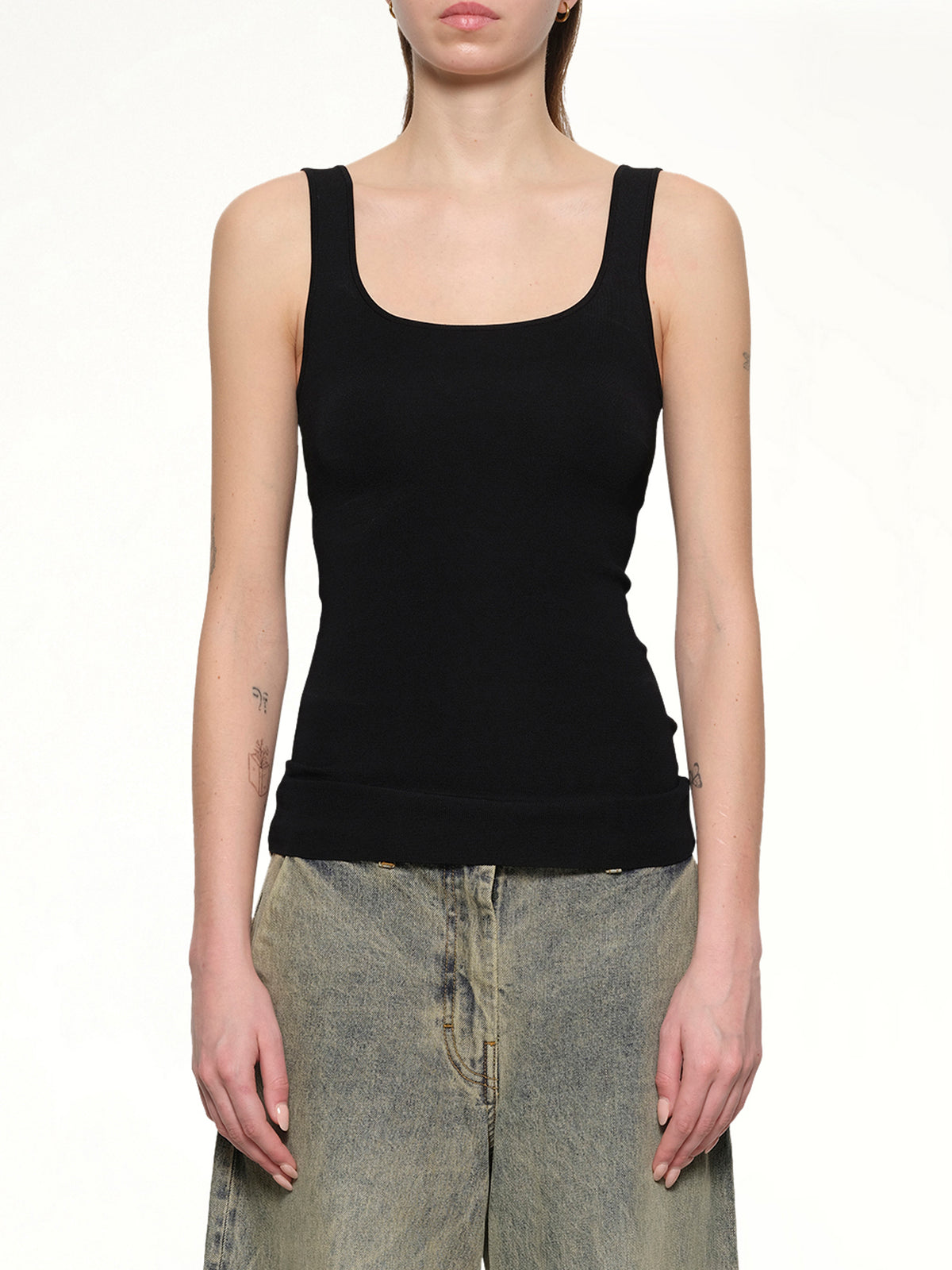 Squared Neck Top in Black