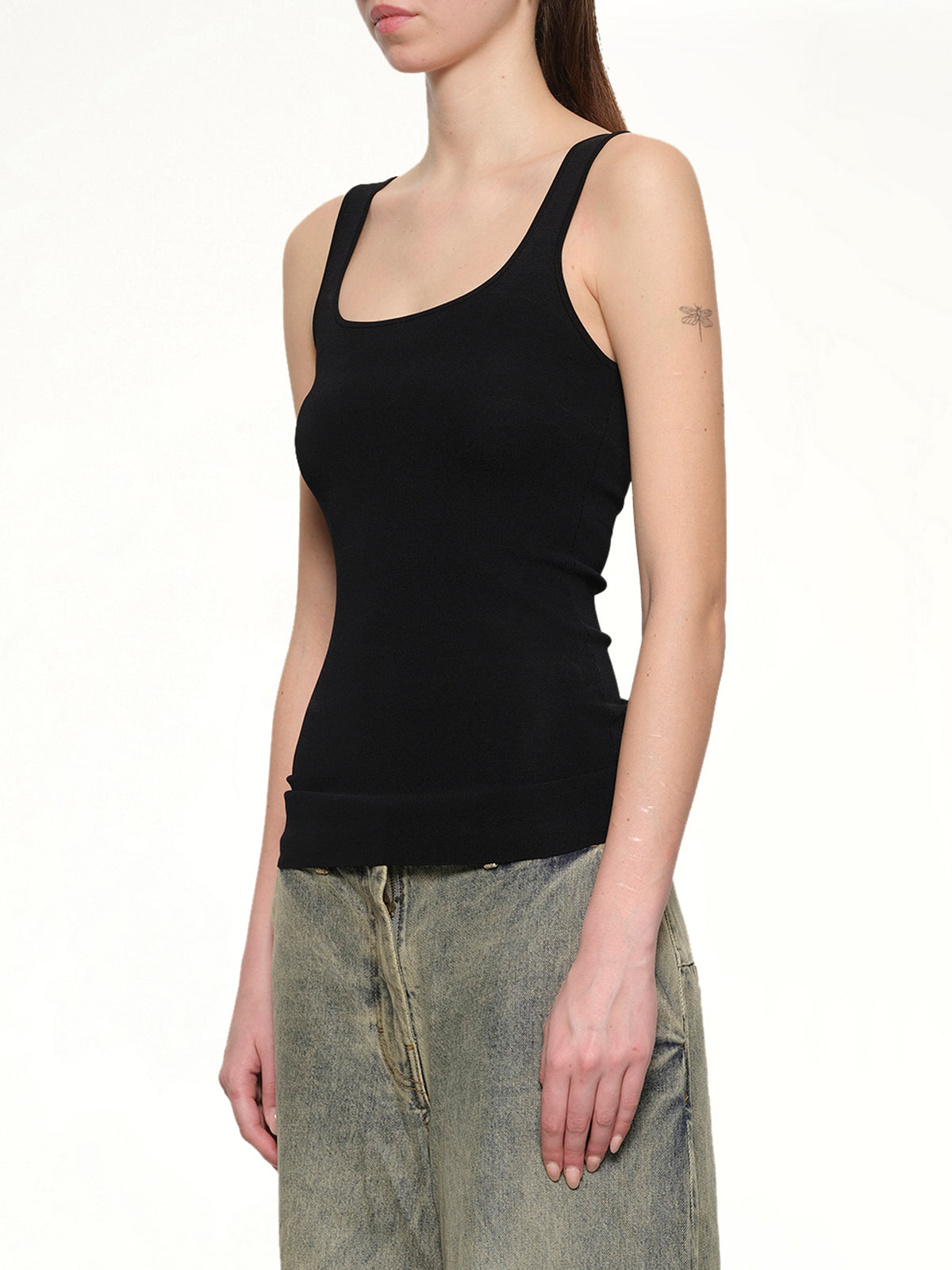 Squared Neck Top in Black