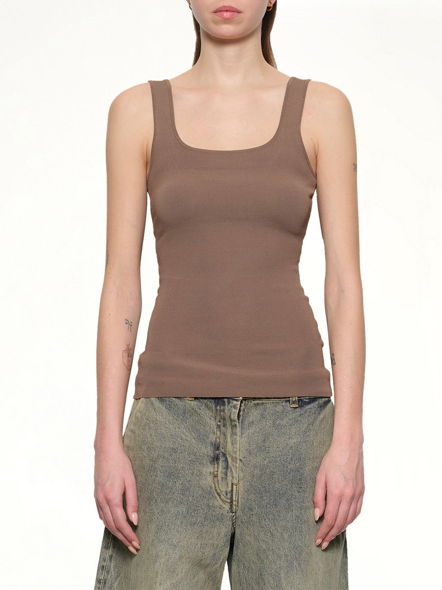 Squared Neck Top in Tan