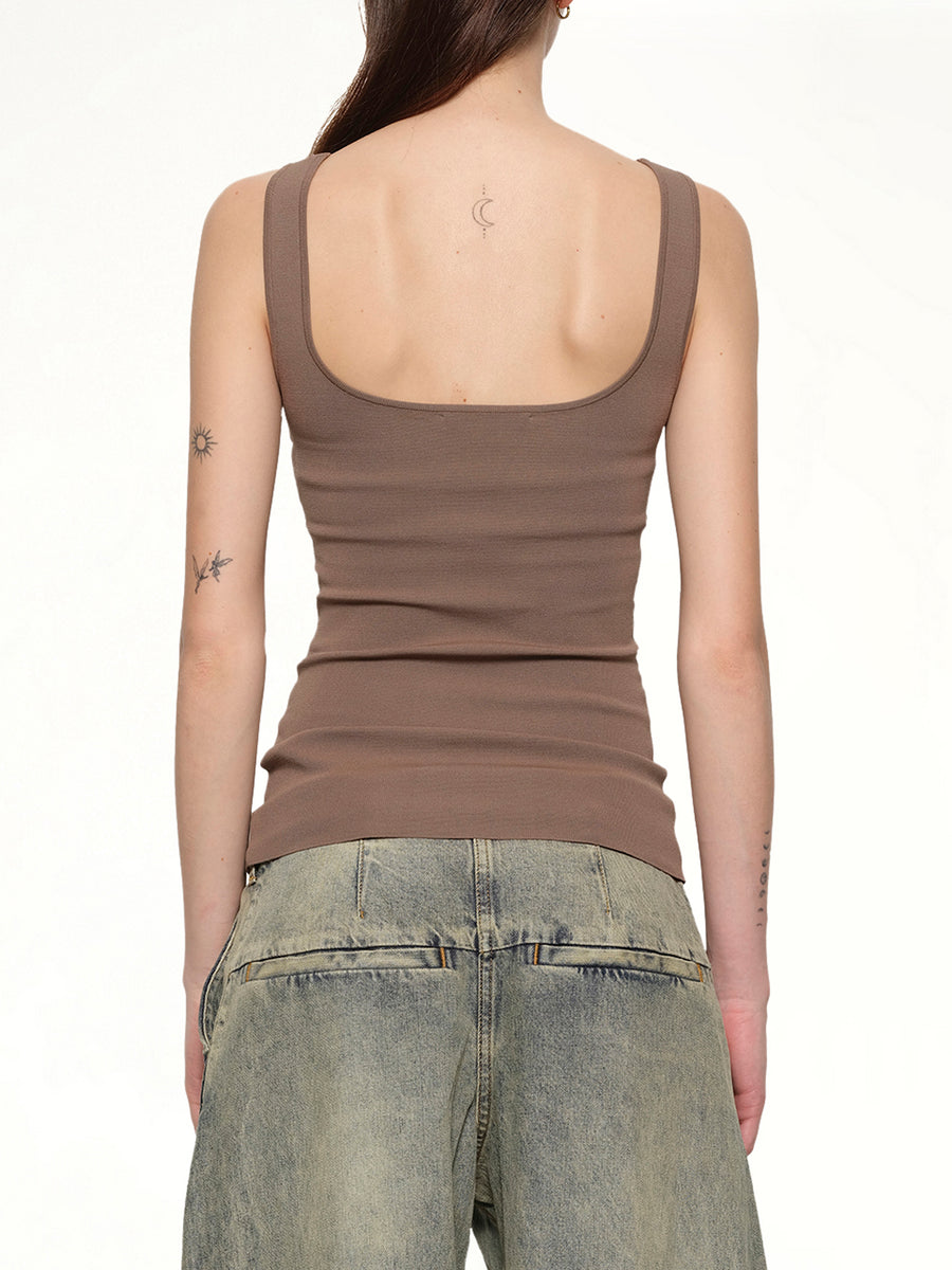 Squared Neck Top in Tan