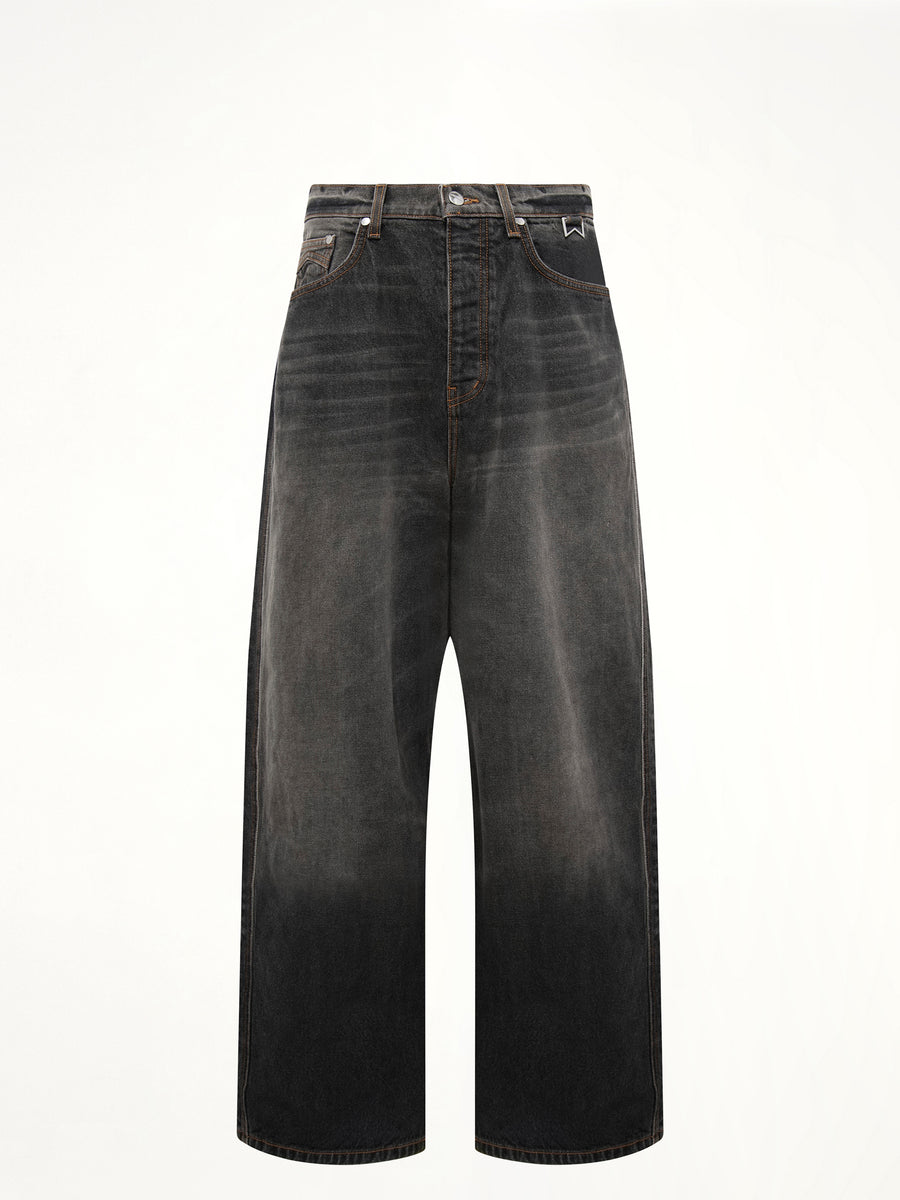 Wide Leg Traxedo Denim in Agoura Black