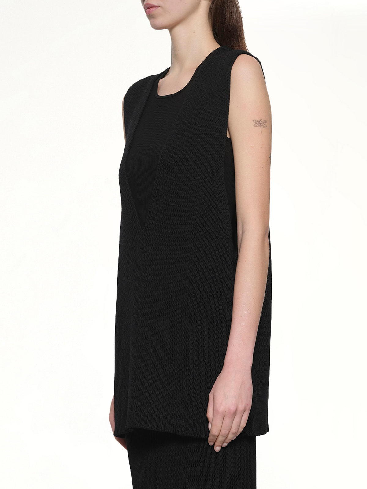 V Neck Top in Black