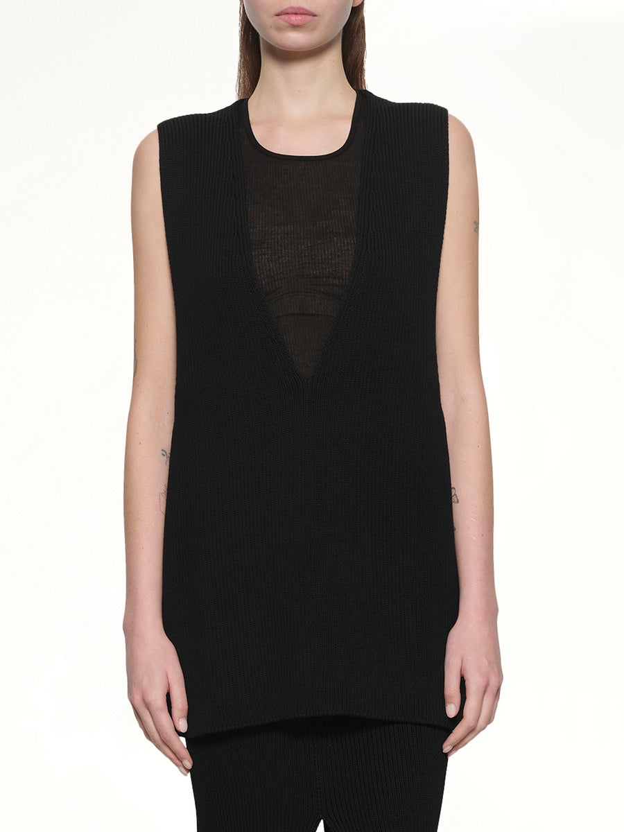 V Neck Top in Black