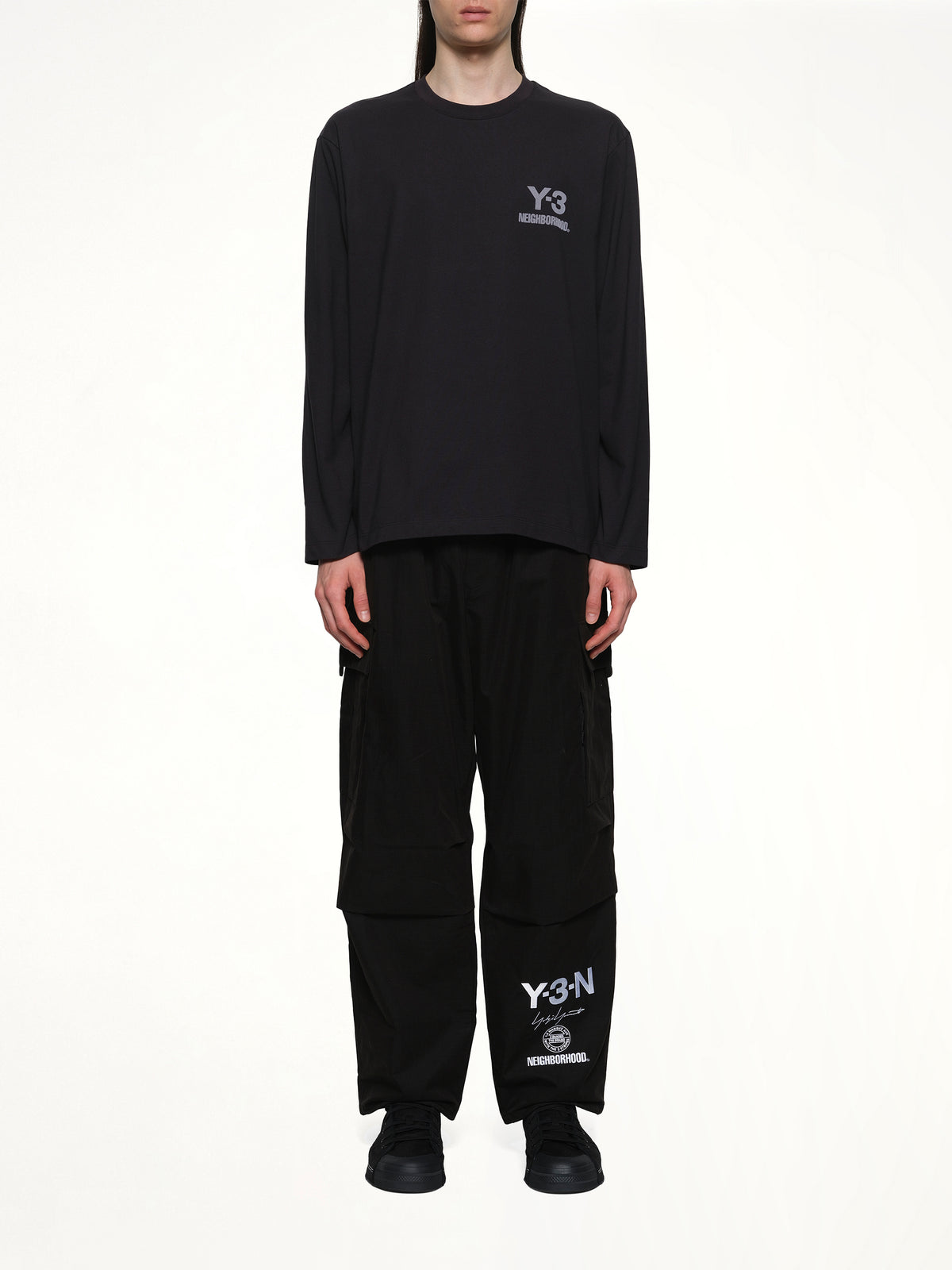 Y-3 X NBHD Logo Ls T-Shirt in Black