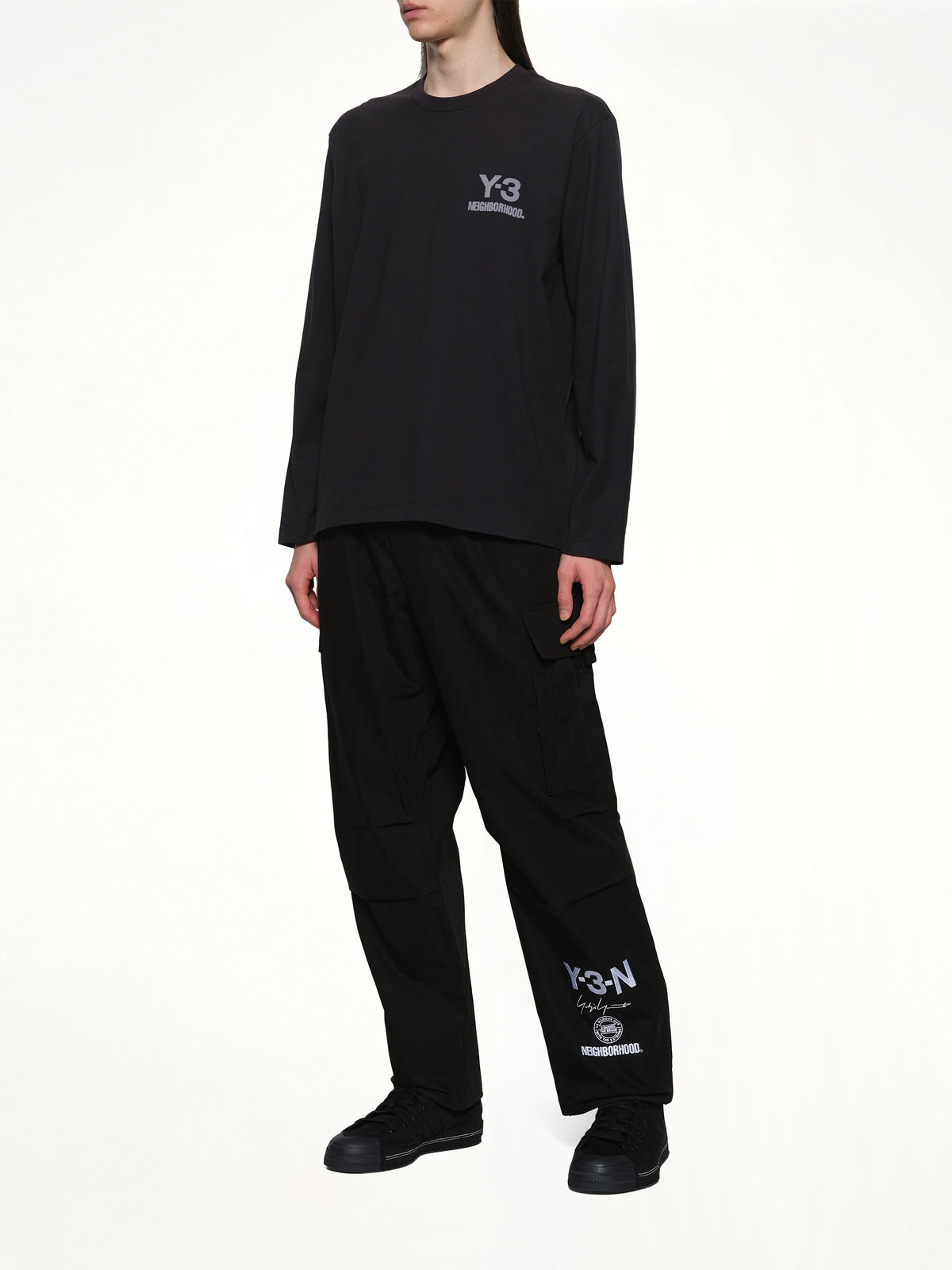 Y-3 X NBHD Logo Ls T-Shirt in Black