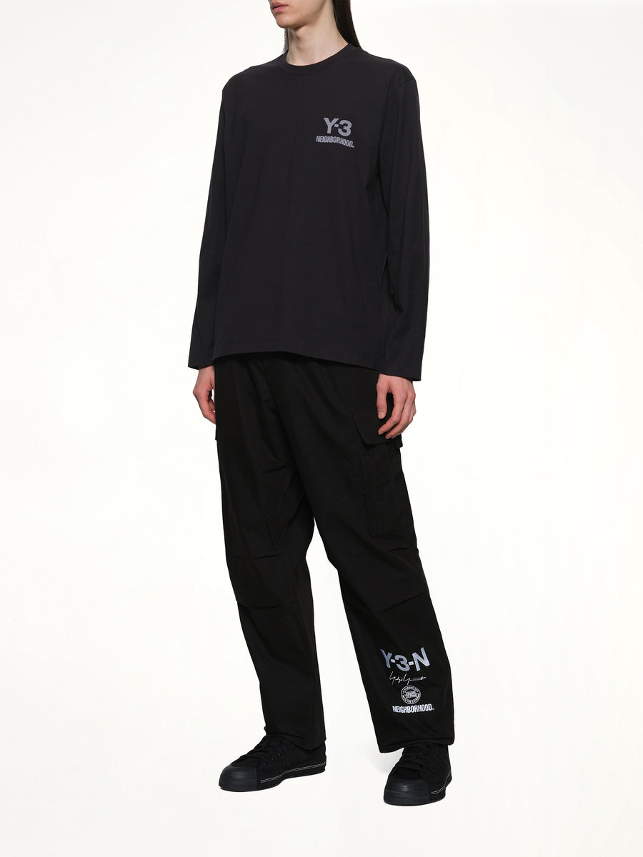 Y-3 X NBHD Logo Ls T-Shirt in Black