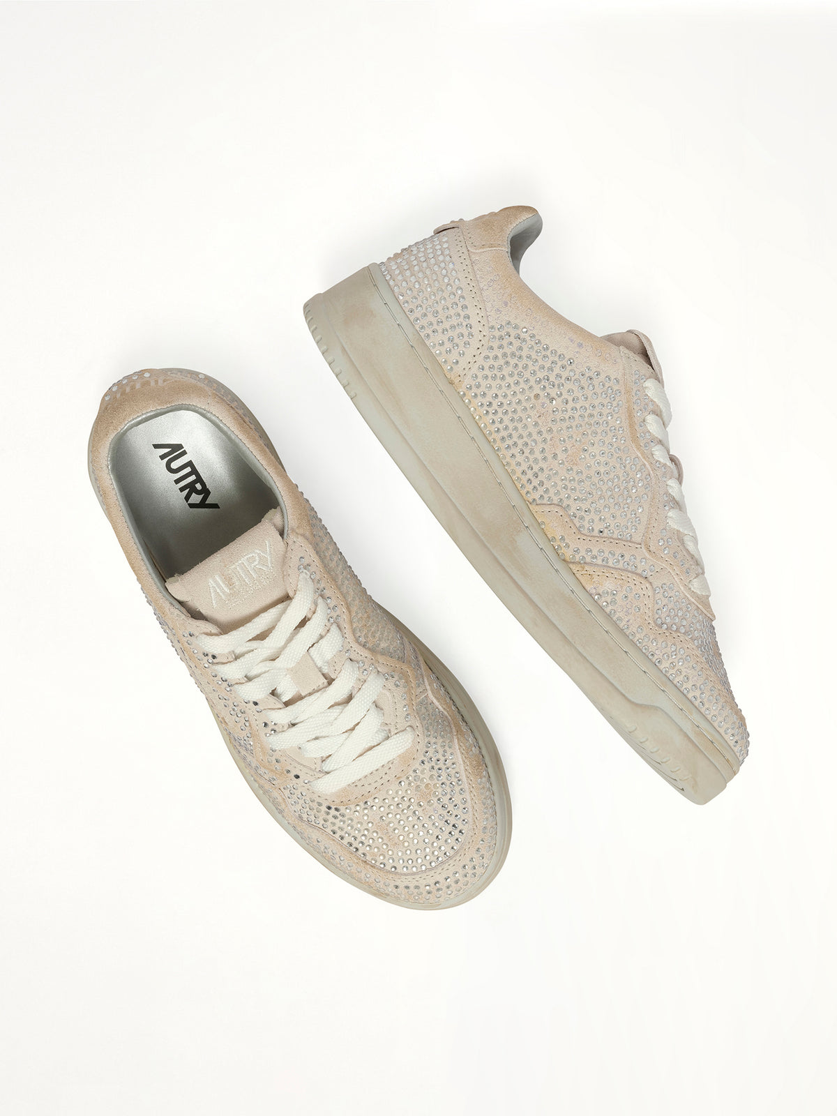 Medalist Low Strass Sneaker in White Top View | AUTRY