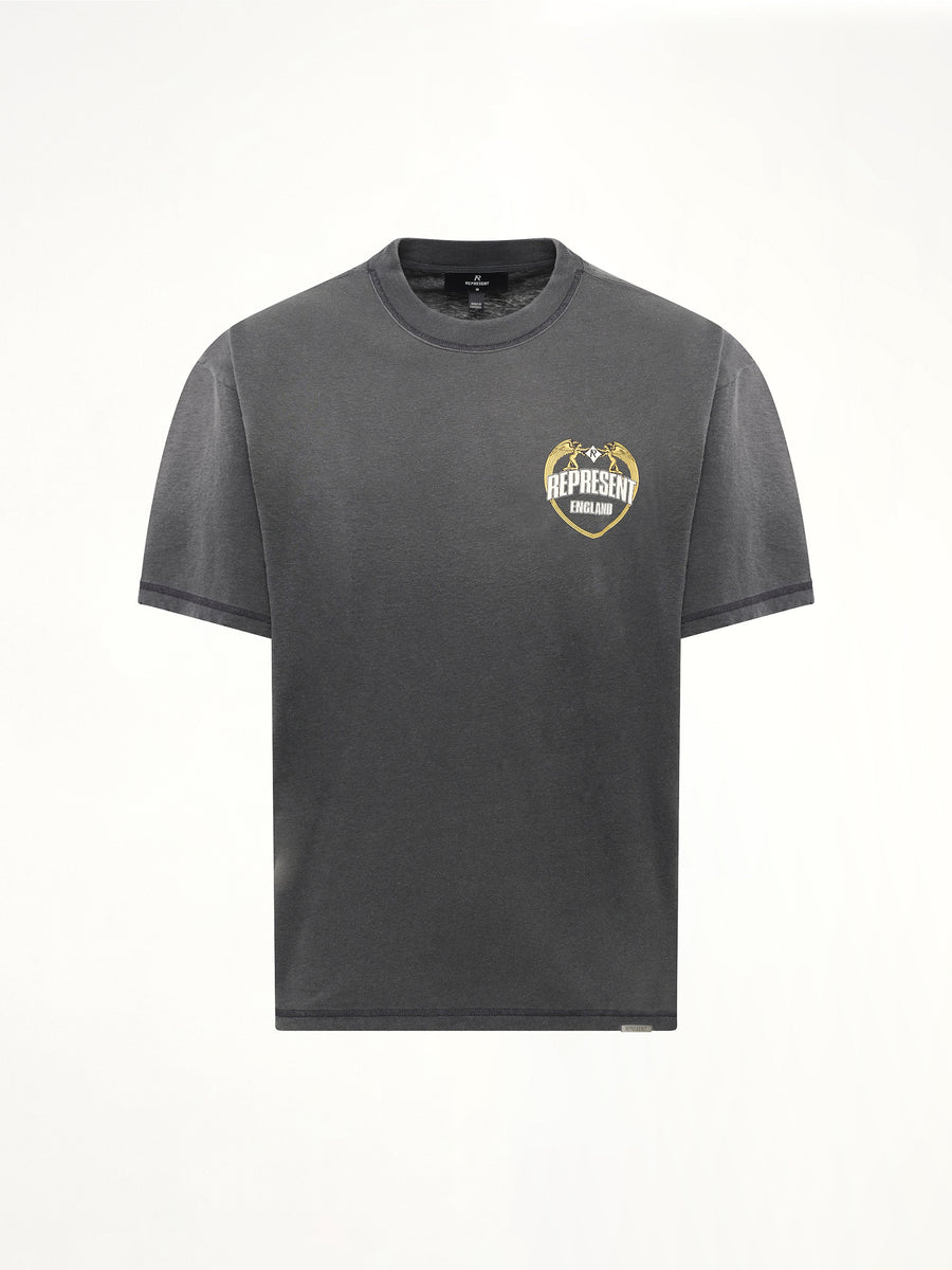 Represent Angel Border T-Shirt in Stained Black