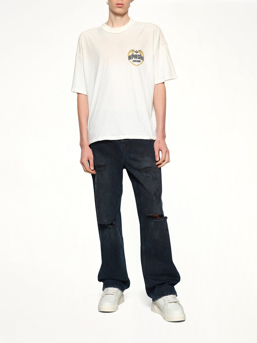Represent Angel Border T-Shirt in Washed Ecru