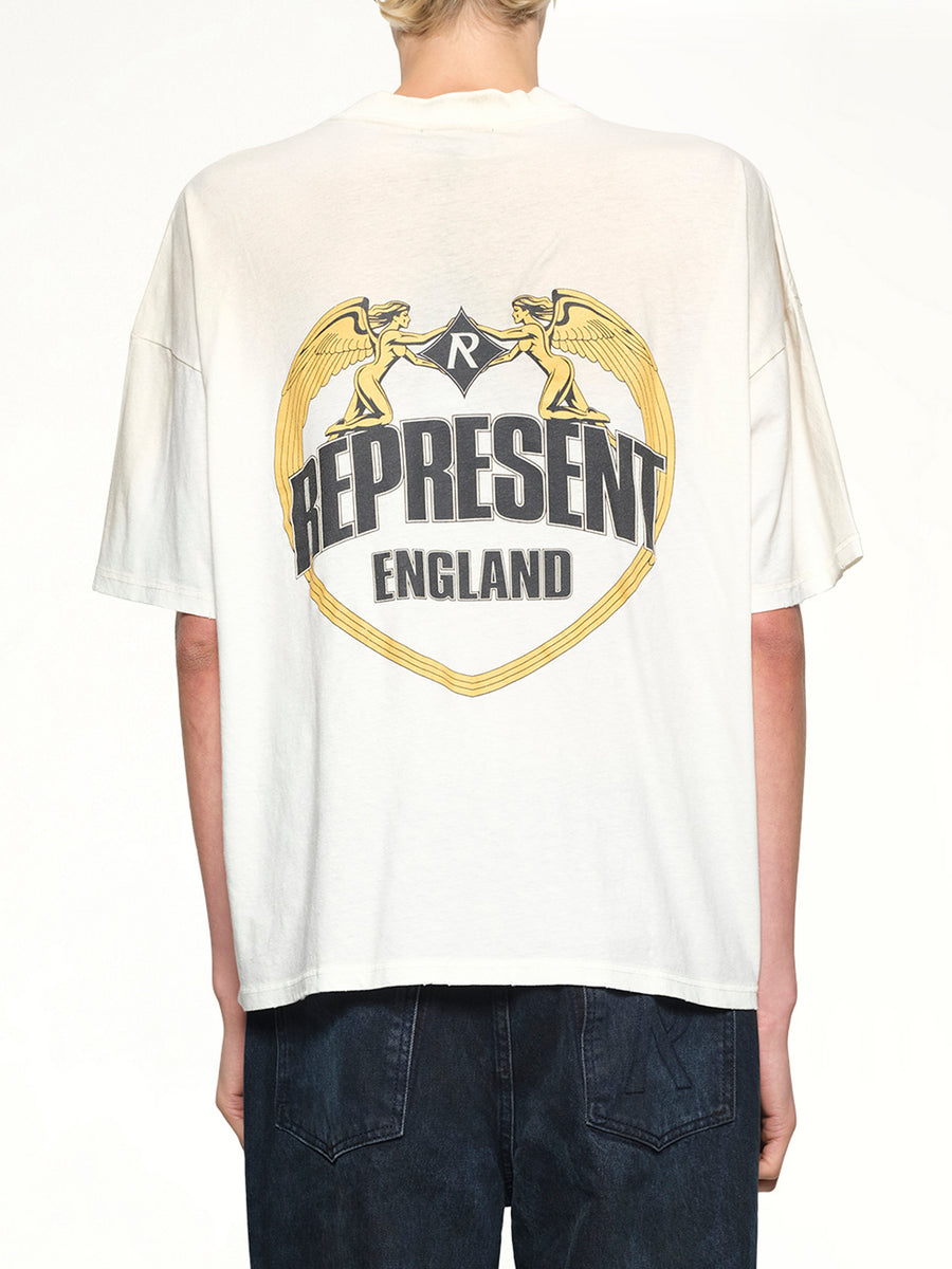 Represent Angel Border T-Shirt in Washed Ecru