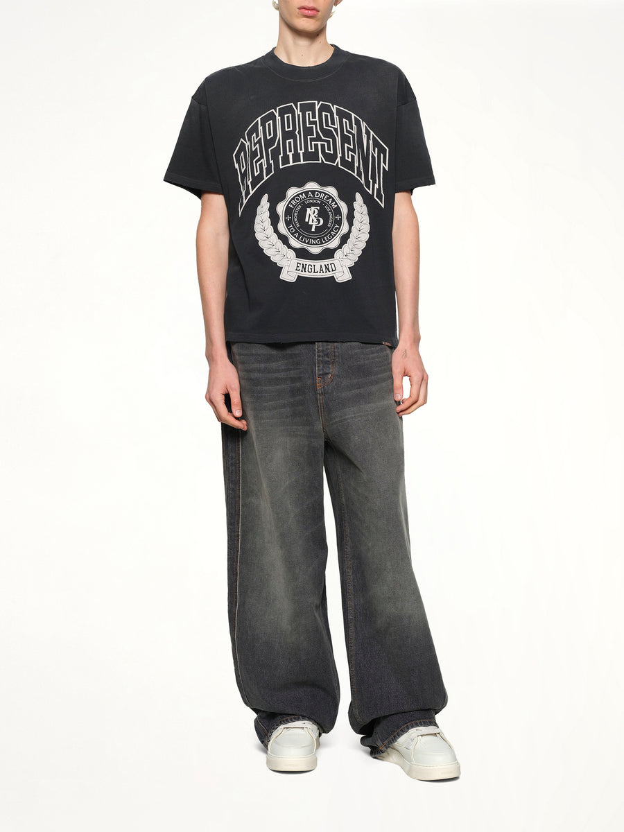 Represent Legacy Crest T-Shirt in Stained Black