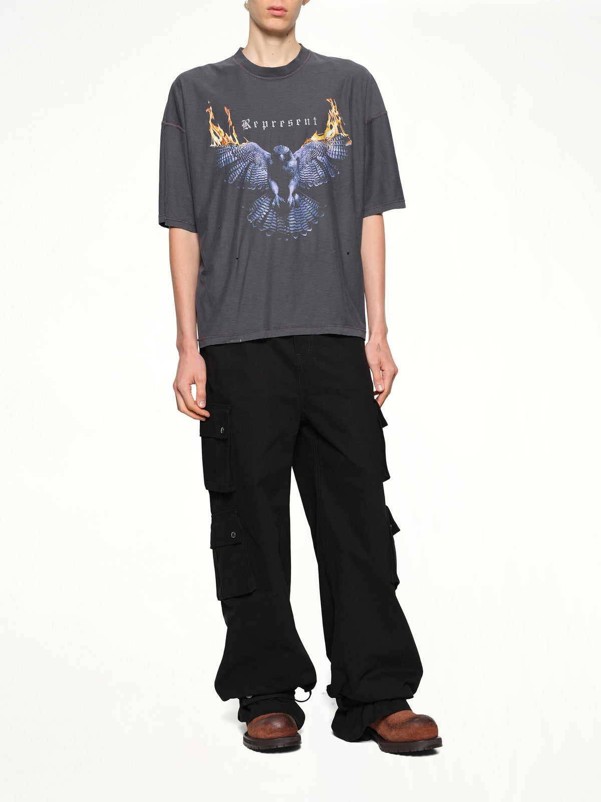 Reversible Living Legacy Falcon T-Shirt in Sun Fade Grey