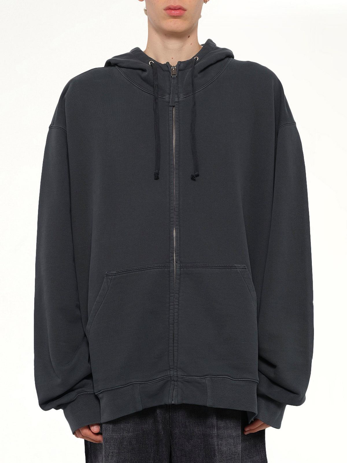Lightweight Firm Zip Hoodie in Charcoal