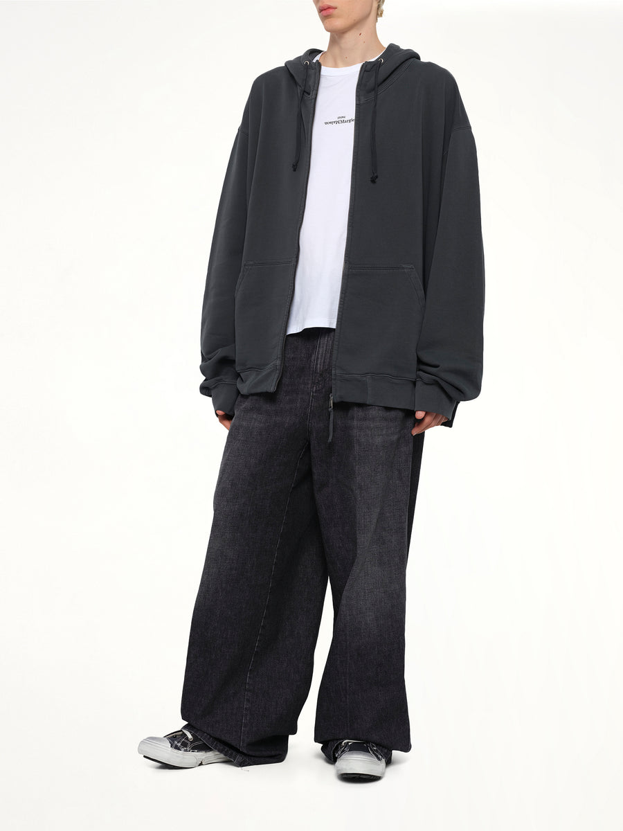 Lightweight Firm Zip Hoodie in Charcoal