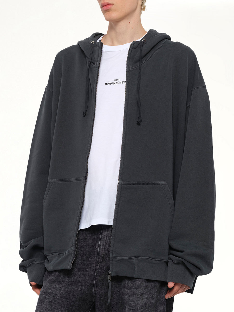 Lightweight Firm Zip Hoodie in Charcoal